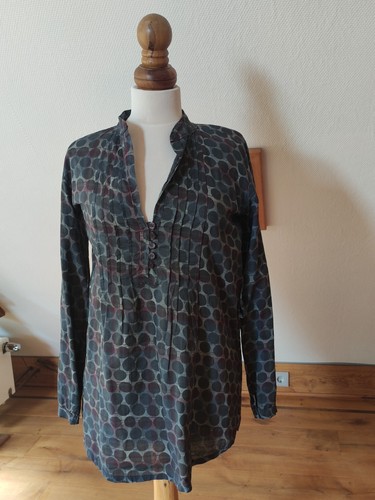 Bluse tunika weiß - grau, töne