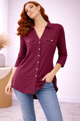 Hemdbluse 46 weinrot - hemdbluse, 44/46